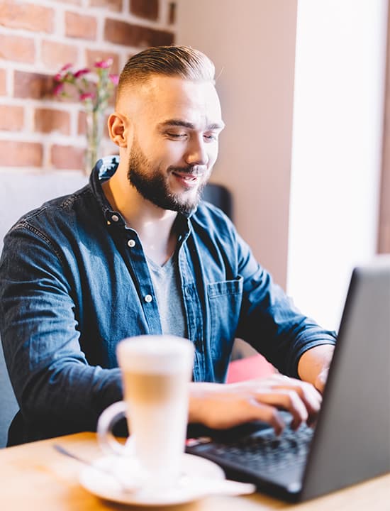 Content writer working at a desk